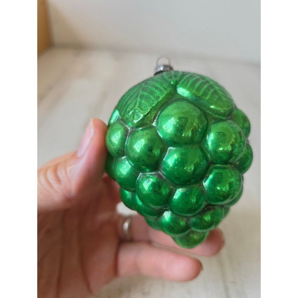 Vintage grape green mercury glass ornament Japan Xmas tree large